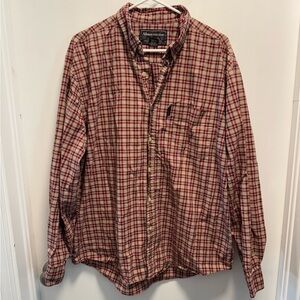 Vintage Abercrombie & Fitch Mens Plaid Shirt Outdoor Goods Cotton Red/Black L
